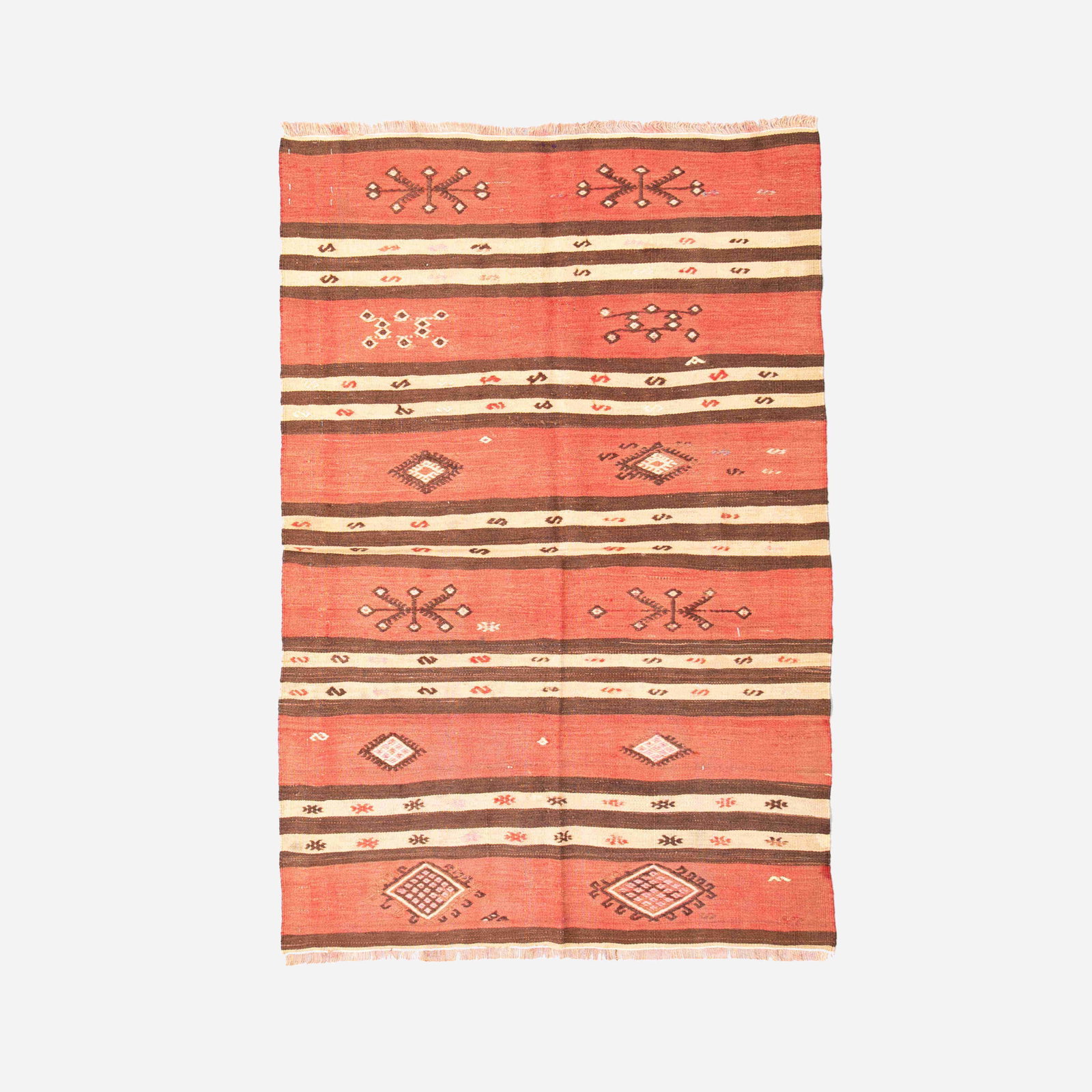 Authentic Anadol Handmade Wool On Wool Kilim Rug 37.8 x 57.1: Authentic Anadol Handmade Wool On Wool Kilim Rug 37.8 x 57.1 Experience the beauty of authentic craftsmanship with this Handmade Anadol Wool on Wool Kilim. This exquisite textile showcases a rich trad