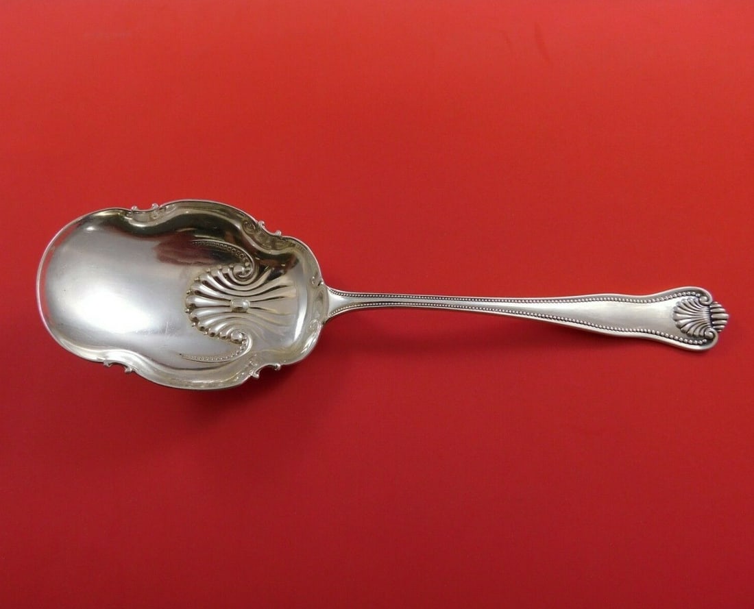 Frank Smith Newport Shell Sterling Silver 9 Inch Salad Serving Spoon (1 of 2)