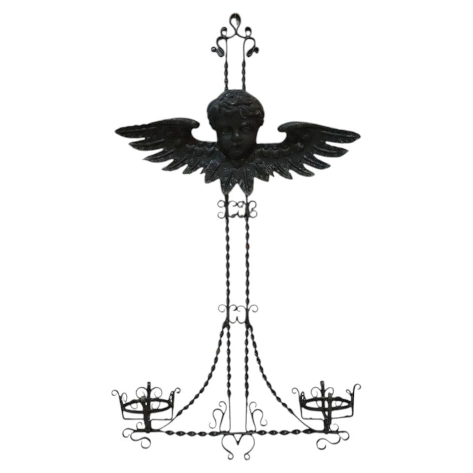 Wrought Iron Cherub Hanging Garden Planter c1920 (1 of 7)