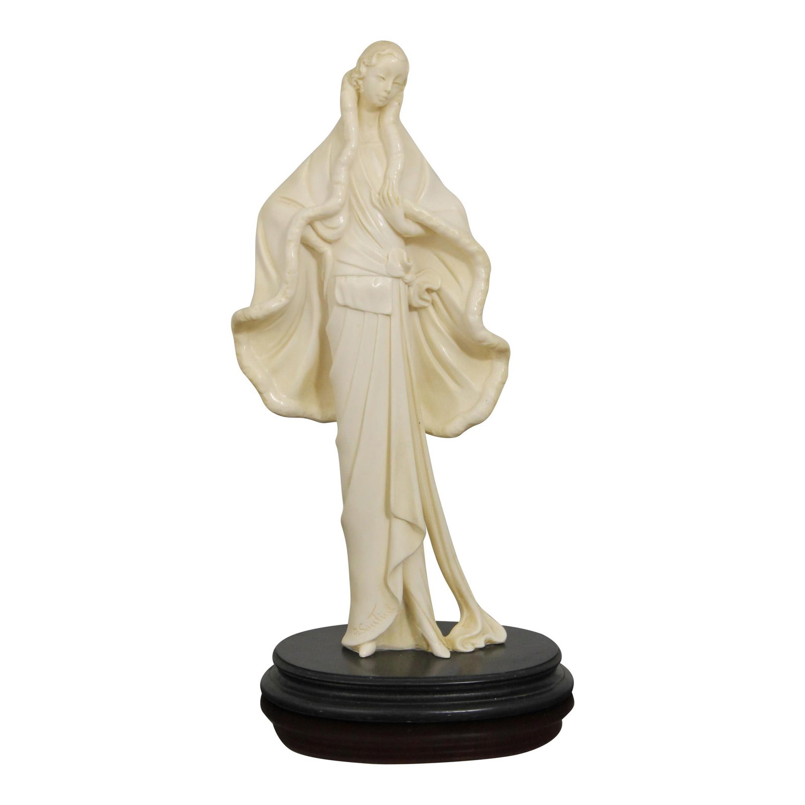 Elegant Italian Woman Sculpture by A. Santini 50 Years Old: Elegant Italian Woman Sculpture by A. Santini 50 Years Old This exquisite Italian woman sculpture by A. Santini showcases remarkable craftsmanship and intricate detailing, making it a stunning decorat