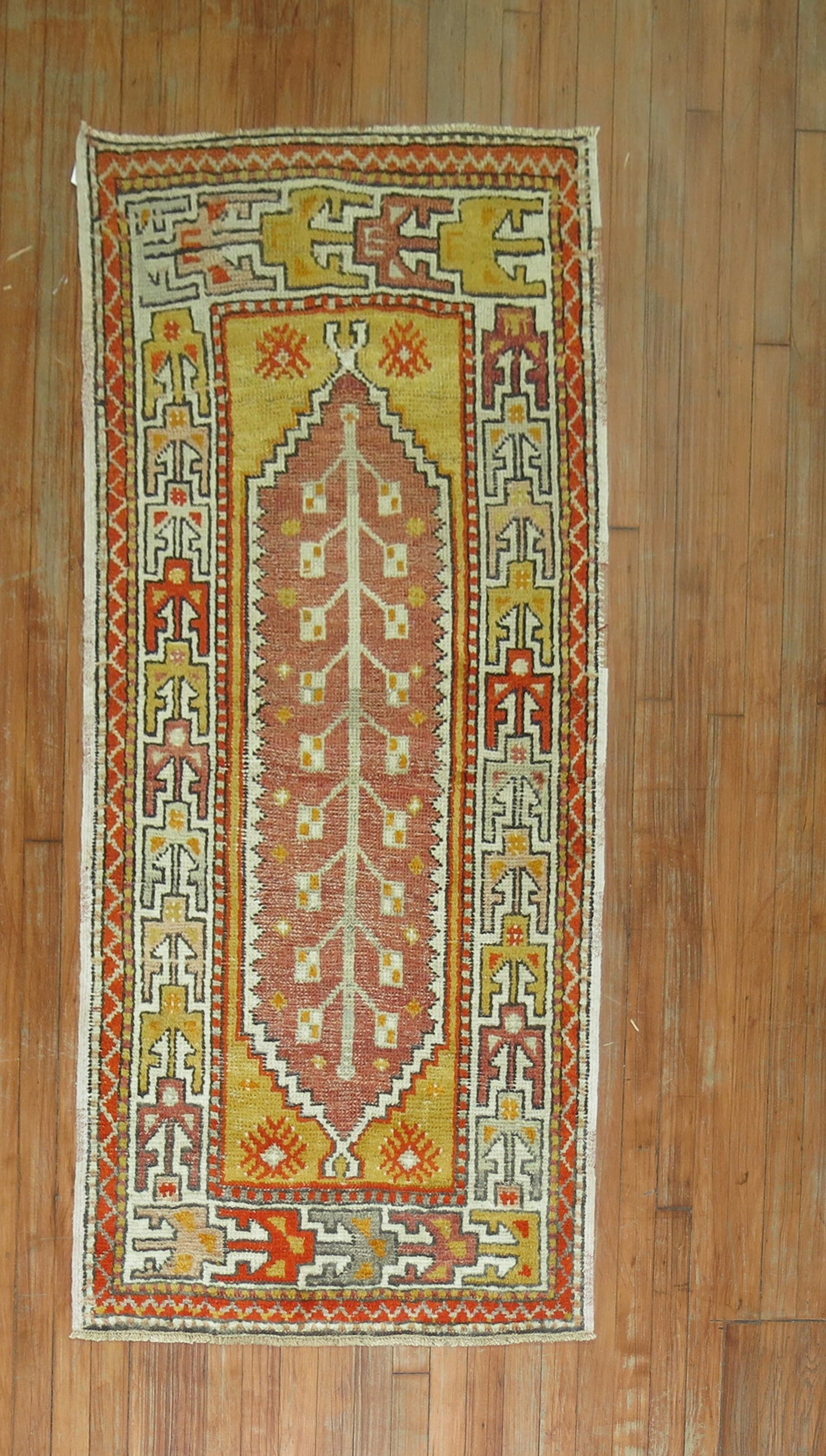 2' 7" x 5' 7" Small Turkish Anatolian Runner Rug: 2' 7" x 5' 7" Small Turkish Anatolian Runner Rug Colorful mid-20th century Turkish Anatolian rug in a small runner format. This pre-owned piece features the Anatolian type noted in the original descri