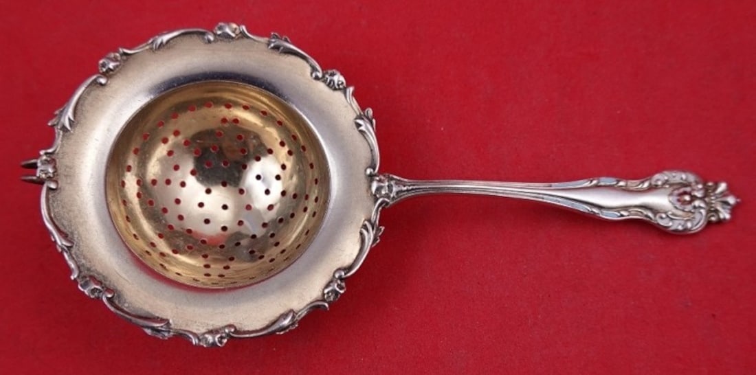 Mount Vernon Queen Sterling Silver Tea Strainer Enamel Handle 5 5/8 (1 of 3)