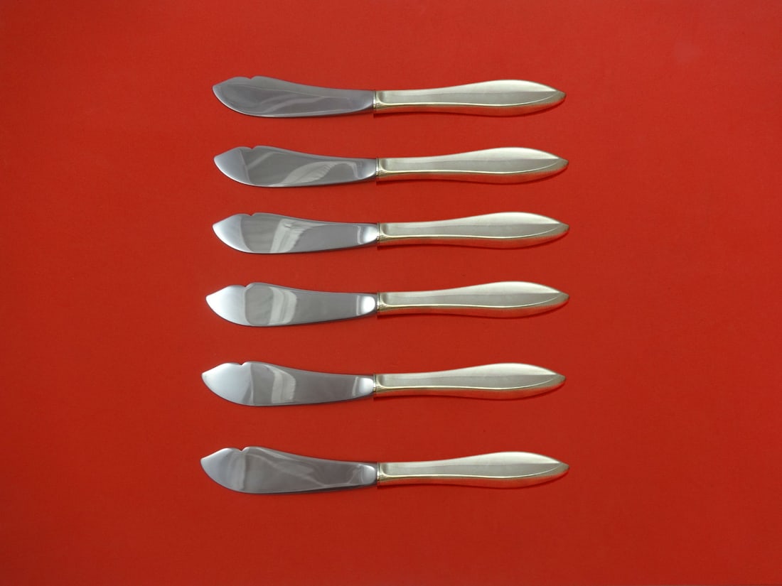 Gorham Esprit Custom Made Sterling Silver Trout Knife Set 6pc: Gorham Esprit Custom Made Sterling Silver Trout Knife Set 6pc This exquisite 6-piece trout knife set by Gorham features sterling silver hollow handles and stainless steel implements. Each knife measur
