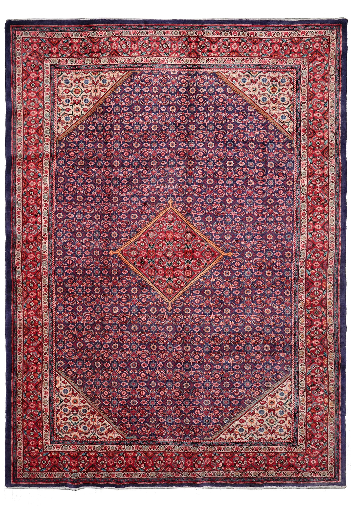 Hand-Knotted Persian Mahal Rug 10 x 13.3 ft Bijar Pattern Wool: Hand-Knotted Persian Mahal Rug 10 x 13.3 ft Bijar Pattern Wool Free continental US Shipping This 10 x 13.3 ft pre-owned Persian Mahal rug features a classic Bijar pattern, celebrated for its tightly w