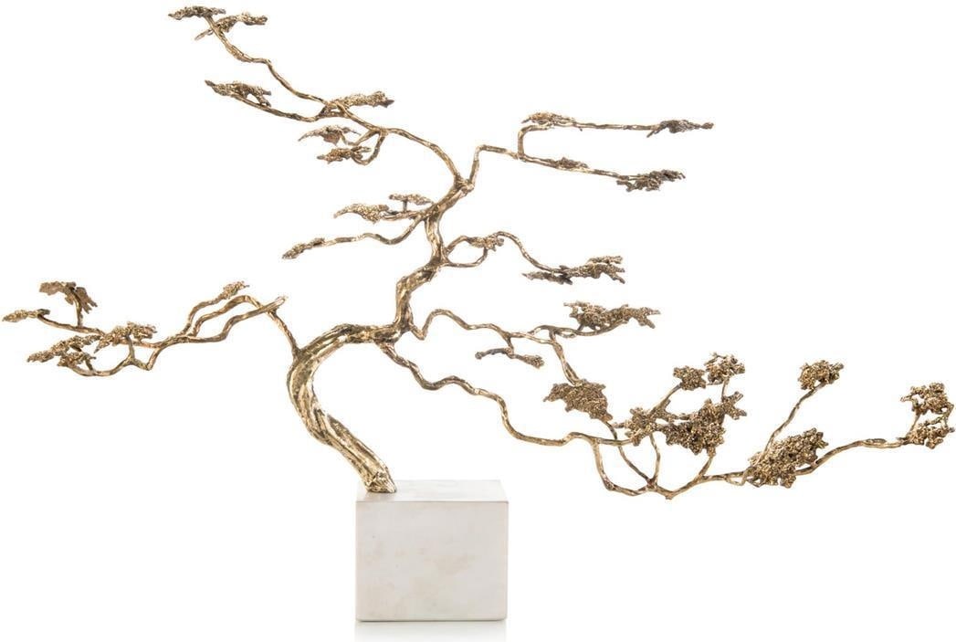 John-Richard Brass Bonsai Sculpture 36H 53W Asian Modern Style: John-Richard Brass Bonsai Sculpture 36H 53W Asian Modern Style This exquisite Delicate Brass Bonsai by John-Richard is a stunning piece that embodies the elegance of Asian modern style. Hand-cast in b