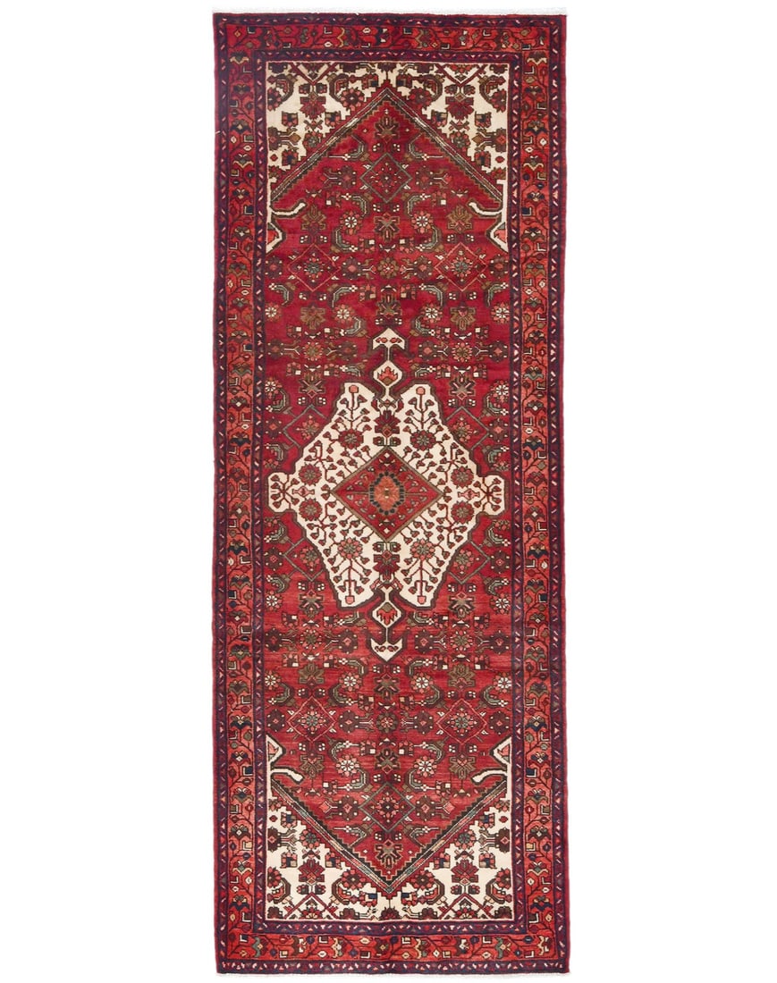 Hand-Knotted Wool Tribal Runner Rug 3'6 x 9'7 Vintage Floral Design: Hand-Knotted Wool Tribal Runner Rug 3'6 x 9'7 Vintage Floral Design Enhance your space with this Handmade Vintage Oriental Runner Rug, featuring a stunning tribal design. Measuring 3'6" x 9'7", this e