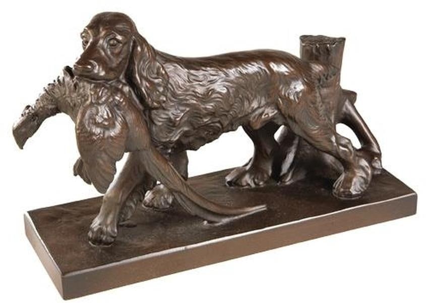 Lodge Style Hand-Cast Brittany Spaniel Sculpture with Pheasant: Lodge Style Hand-Cast Brittany Spaniel Sculpture with Pheasant This item is made at time of order. Please allow 42 to 70 days for production. Enhance your decor with this exquisite hand-cast and hand-