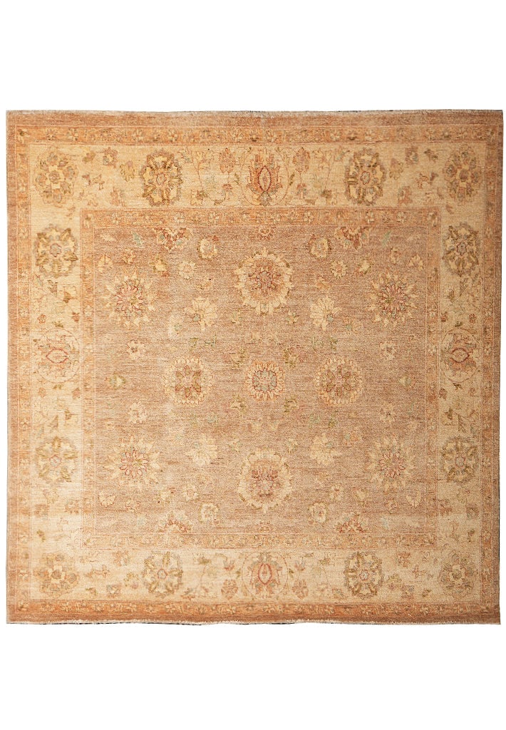 Chobi Peshawar Handmade Wool Area Rug 65 x 72 Inch Brown Karmel: Chobi Peshawar Handmade Wool Area Rug 65 x 72 Inch Brown Karmel Free continental US Shipping This square Chobi Peshawar area rug features a hand-knotted design crafted from natural wool, offering a so