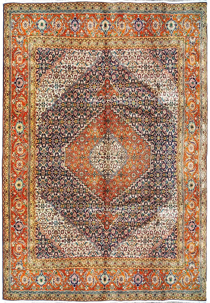 8 x 12 Antique Persian Tabriz Rug Handwoven in Black Orange Ivory: 8 x 12 Antique Persian Tabriz Rug Handwoven in Black Orange Ivory Free continental US Shipping Discover the exquisite 8 x 12 Antique Persian Tabriz Rug, a true masterpiece that embodies the rich herit