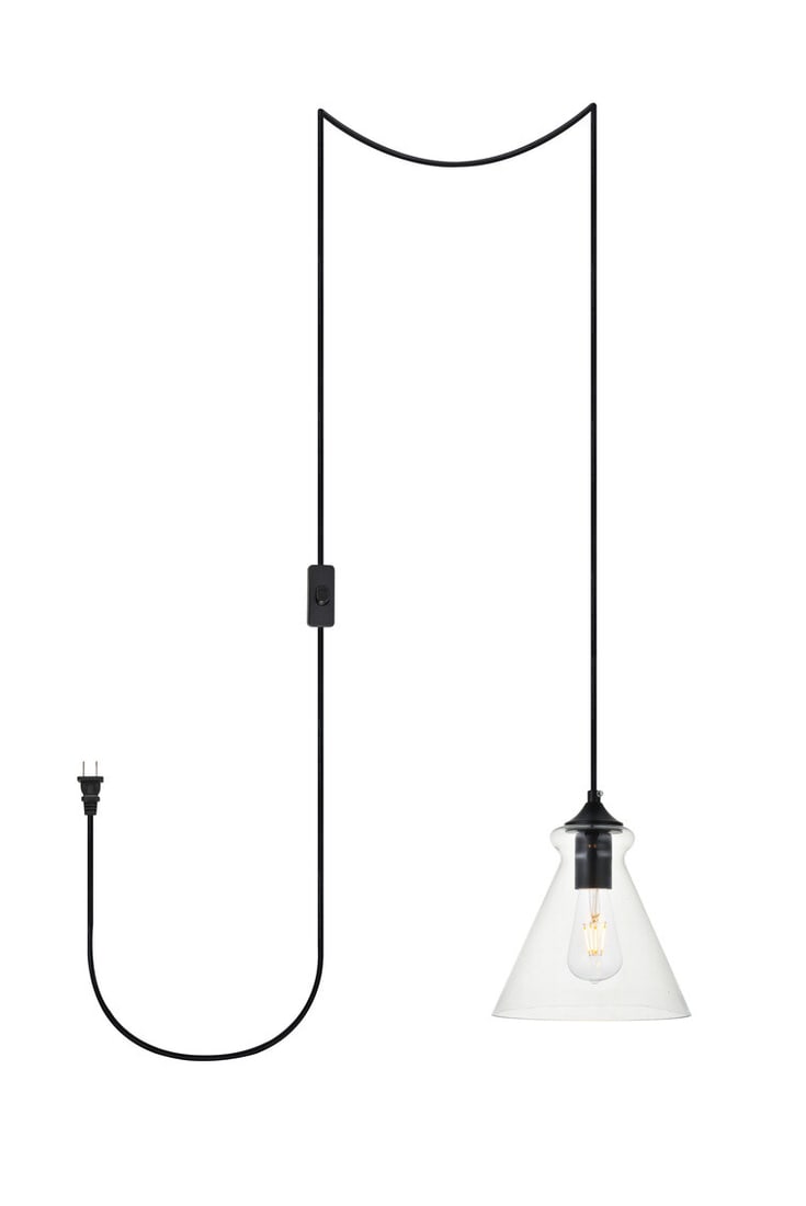 Destry plug in pendant light black clear glass shade (1 of 5)