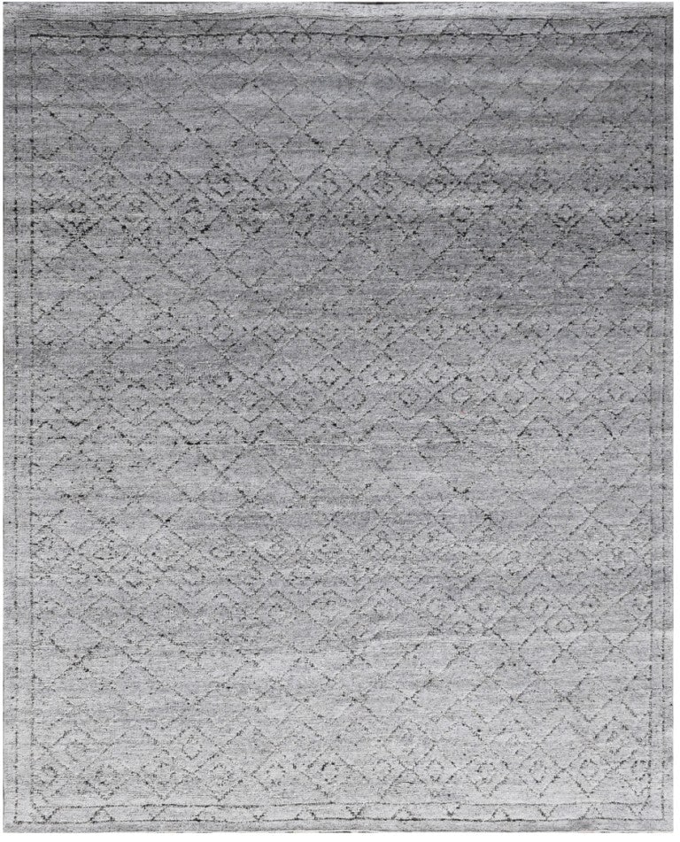 8 x 9.8 Gray Handwoven Modern Wool Area Rug from India (1 of 6)