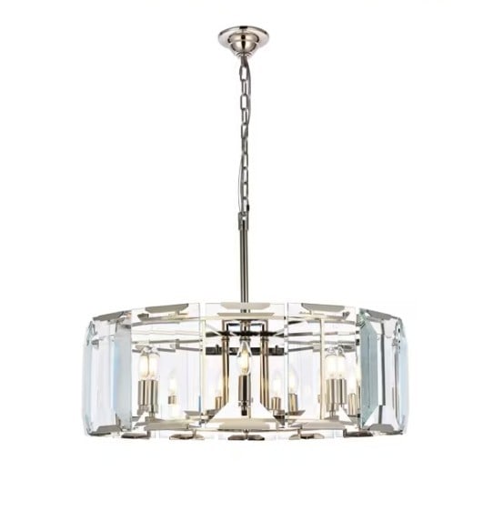 Monaco 8 Light Polished Nickel Glass Chandelier 30 inch (1 of 10)