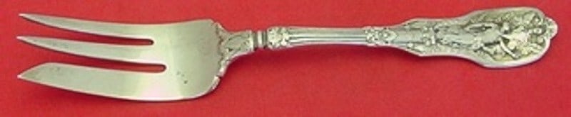 Gorham Mythologique Sterling Silver 7 Inch Pie Fork 3-Tine: Gorham Mythologique Sterling Silver 7 Inch Pie Fork 3-Tine Elevate your dining experience with this exquisite Mythologique pie fork by Gorham, crafted from sterling silver. This 3-tine fork measures 7