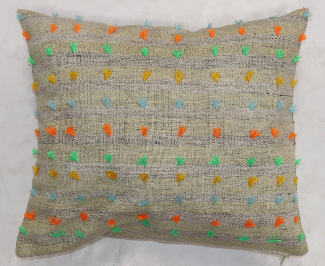 Large Kilim Pillow 1' 8" x 1' 11" Orange and Green Wool (1 of 2)