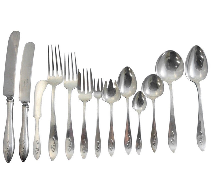 162 Piece Shreve Buckingham Narrow Sterling Silver Flatware Set: 162 Piece Shreve Buckingham Narrow Sterling Silver Flatware Set This is a massive 162-piece sterling silver flatware set in the Buckingham Narrow pattern by Shreve & Co., crafted in the United States 