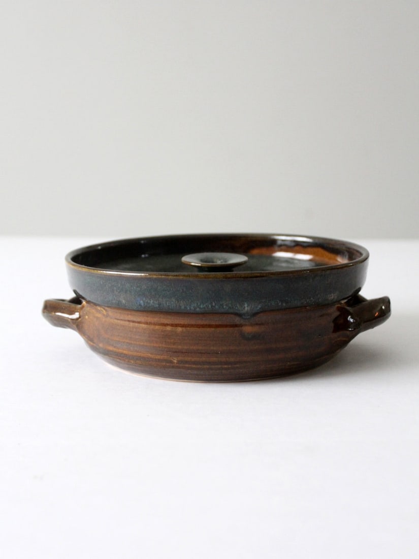 Signed Vintage Handmade Studio Pottery Serving Bowl with Lid (1 of 15)