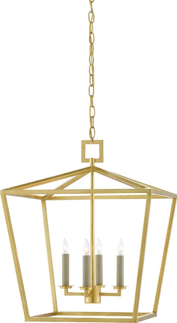 Currey Denison Medium Gold Leaf Lantern Adjustable 22H Transitional Style (1 of 1)