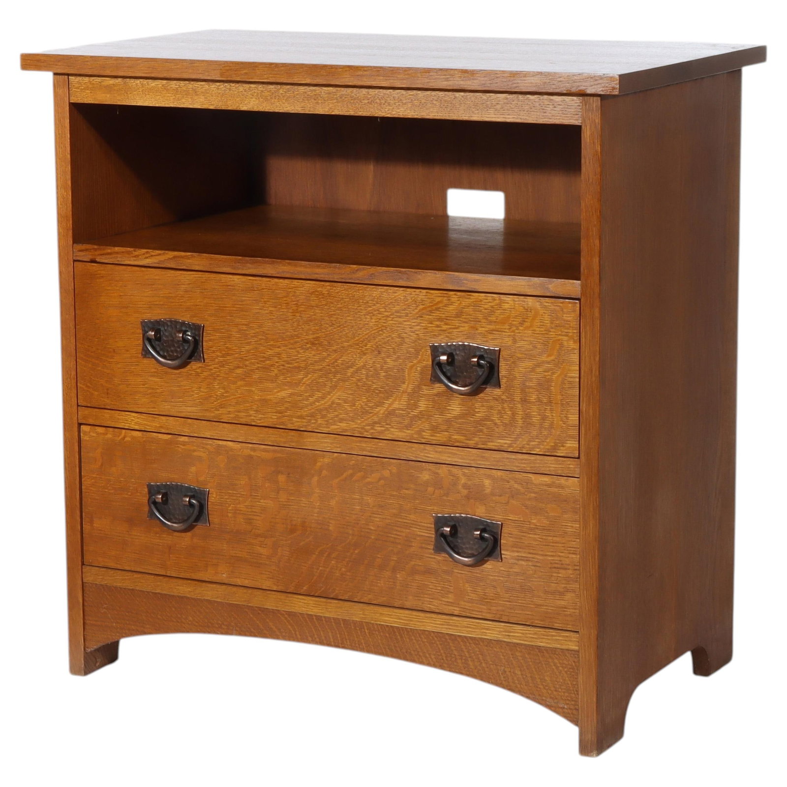 Mission Style Oak Media Cabinet with Two Drawers and Open Shelf by Stickley (1 of 12)