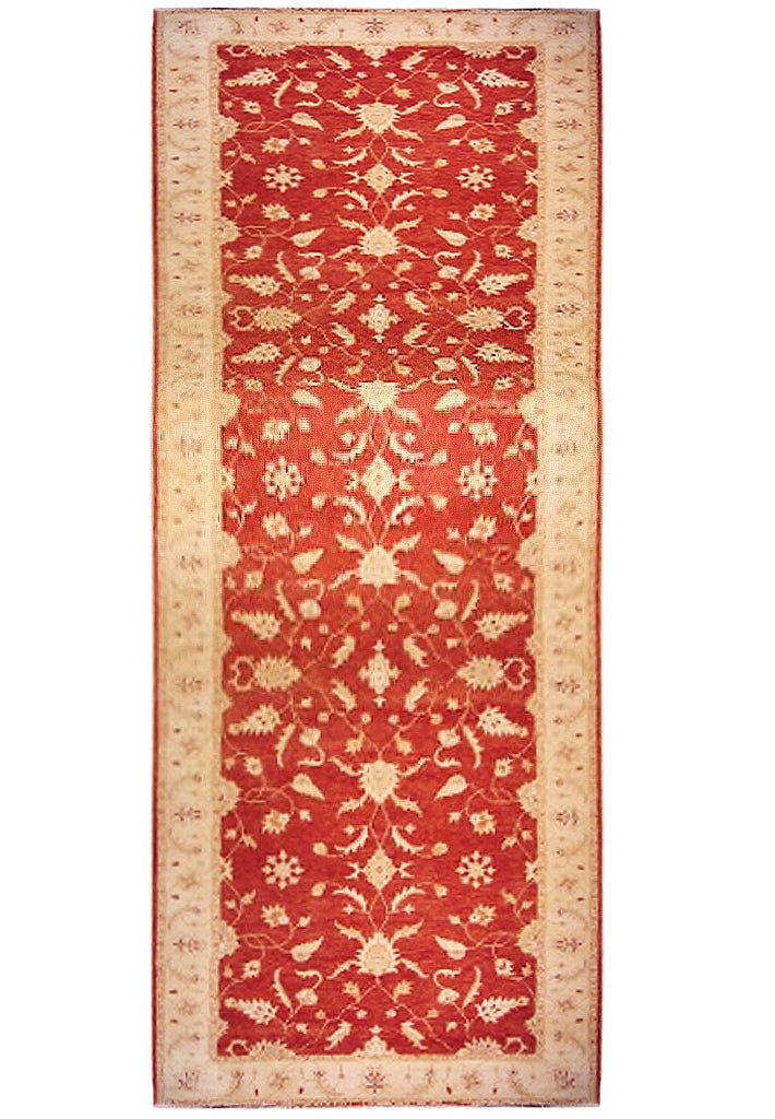8 x 21.9 Red Chobi Peshawar Hand Knotted Area Rug: 8 x 21.9 Red Chobi Peshawar Hand Knotted Area Rug Free continental US Shipping Red Chobi Peshawar rug with a floral pattern and a cream-colored border. Condition is un-used. Specifications Item Type: 