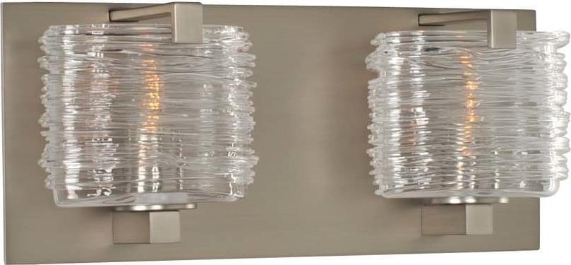 Kalco South Bay Modern 2-Light Bath Light Satin Nickel Finish: Kalco South Bay Modern 2-Light Bath Light Satin Nickel Finish Illuminate your bathroom with this elegantly designed Modern Chrome Venetian Glass Bath Light. Featuring a sleek oval shape, this fixture 