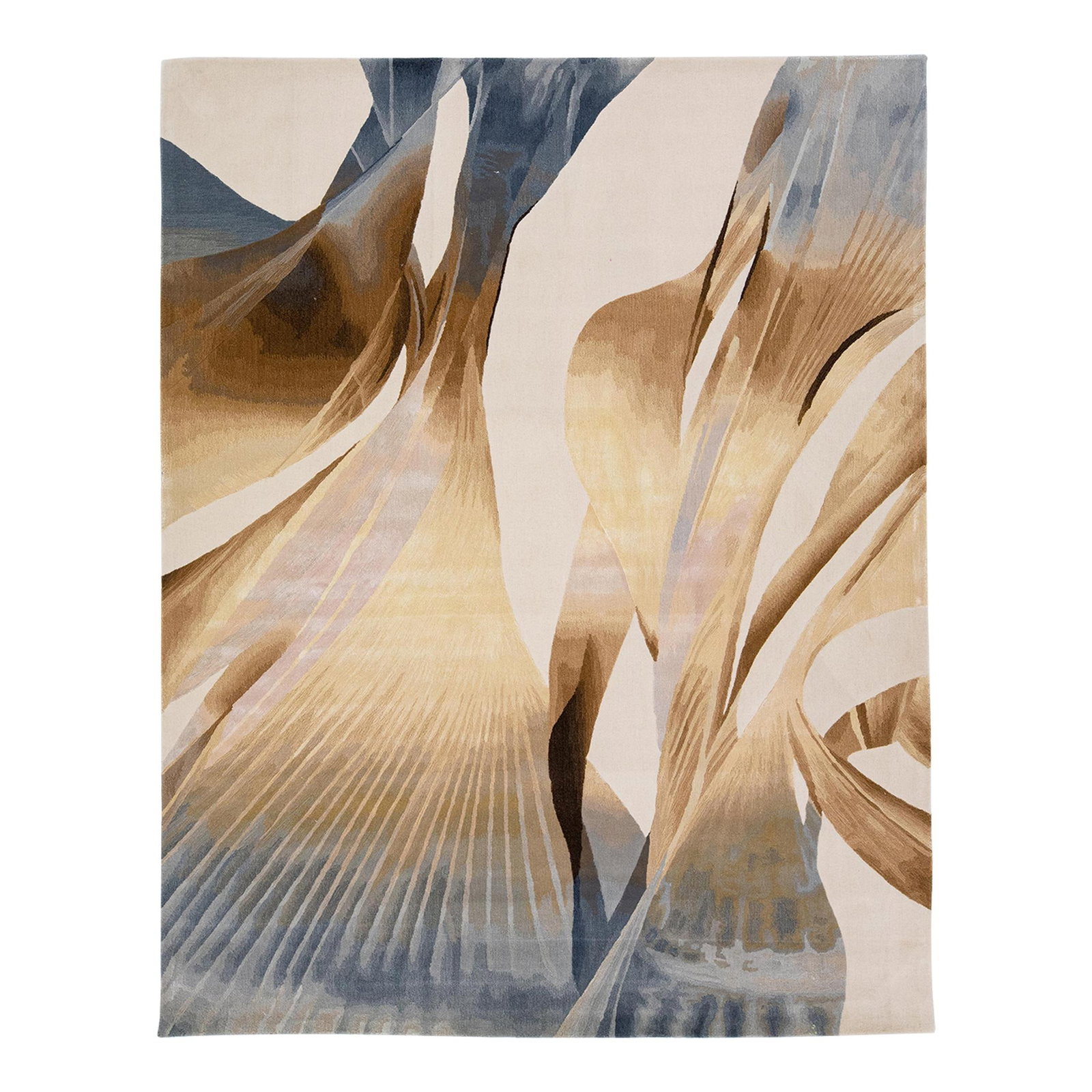 Handmade Abstract Wool Silk Rug 7'9 x 9'9 in Earthy Hues (1 of 10)