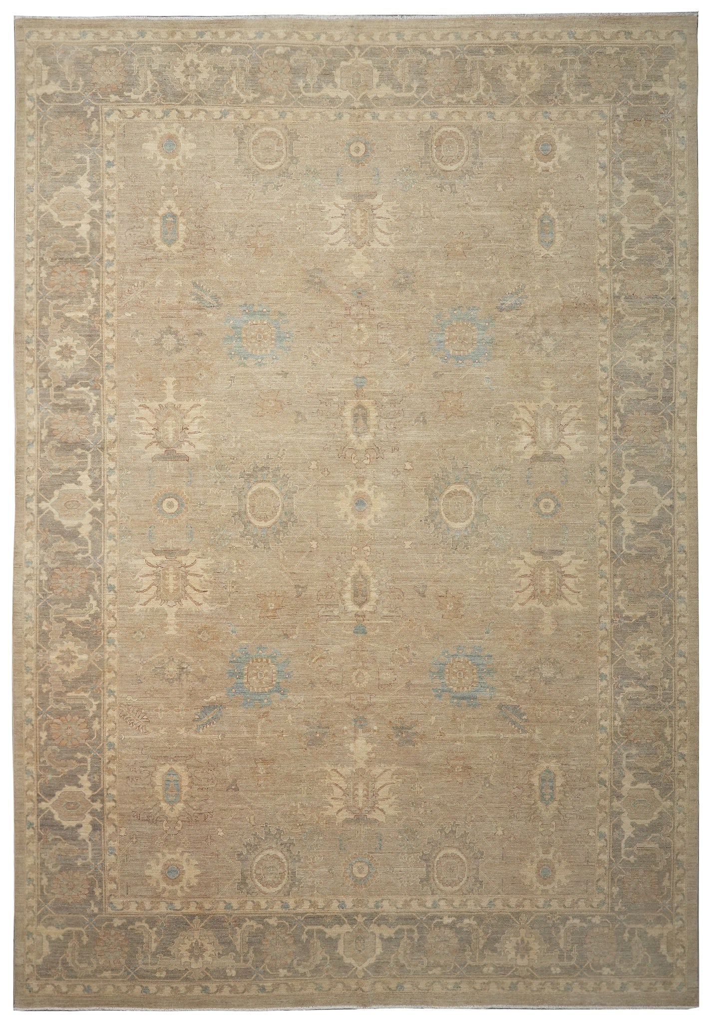 10 x 14 New Oushak Rug Hand-Knotted Wool Sage Taup (1 of 14)