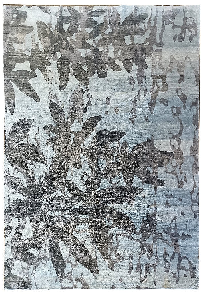 9 x 12.1 Contemporary Handmade Wool Silk Area Rug Gray: 9 x 12.1 Contemporary Handmade Wool Silk Area Rug Gray Free continental US Shipping Transform your living space with the 9 x 12.1 Contemporary Handmade Wool and Silk Rug in Gray. This exquisite area r