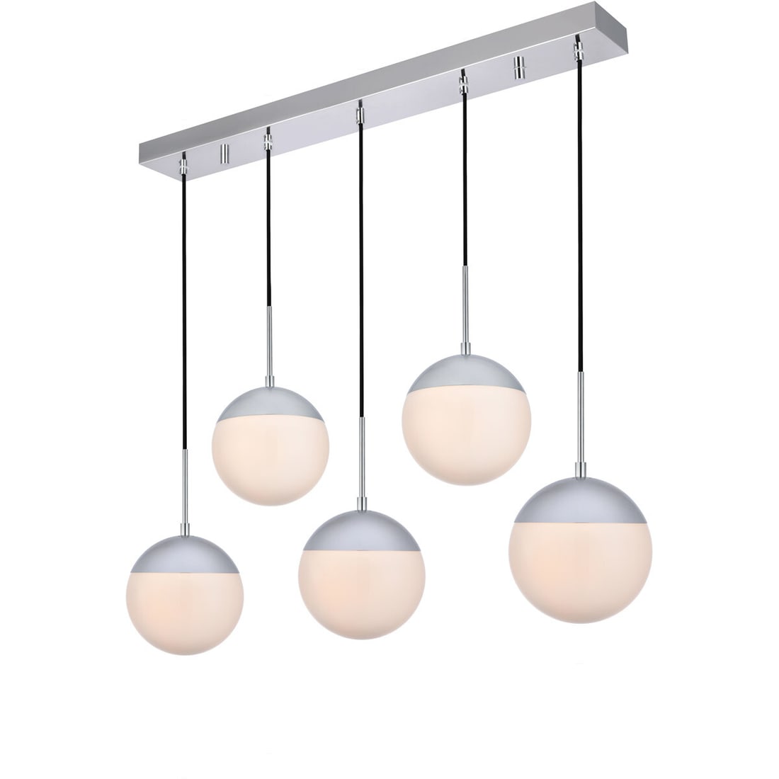 Eclipse 5-Light Chrome Frosted Glass Pendant Fixture (1 of 10)