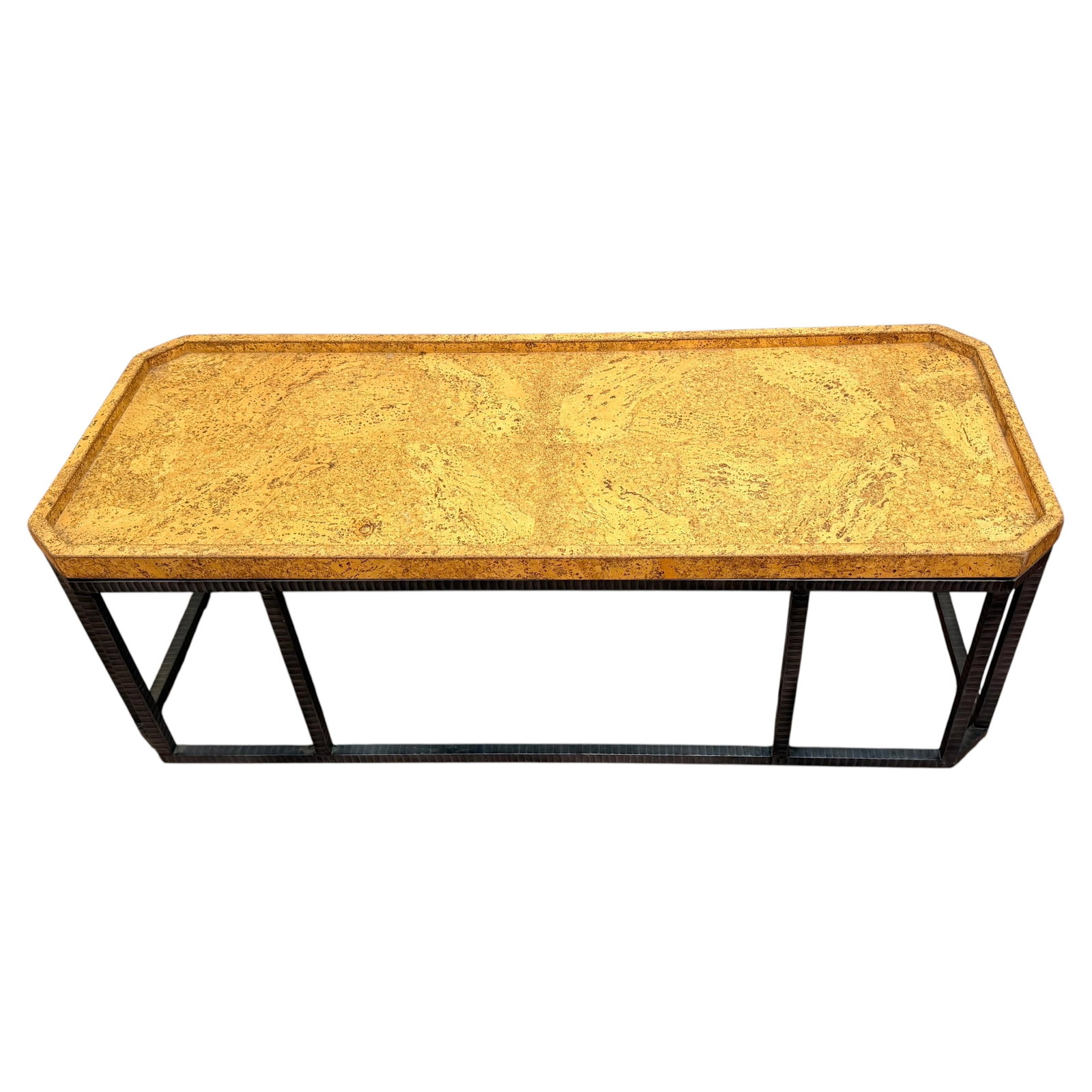 French cork cocktail table with wrought iron base (1 of 15)