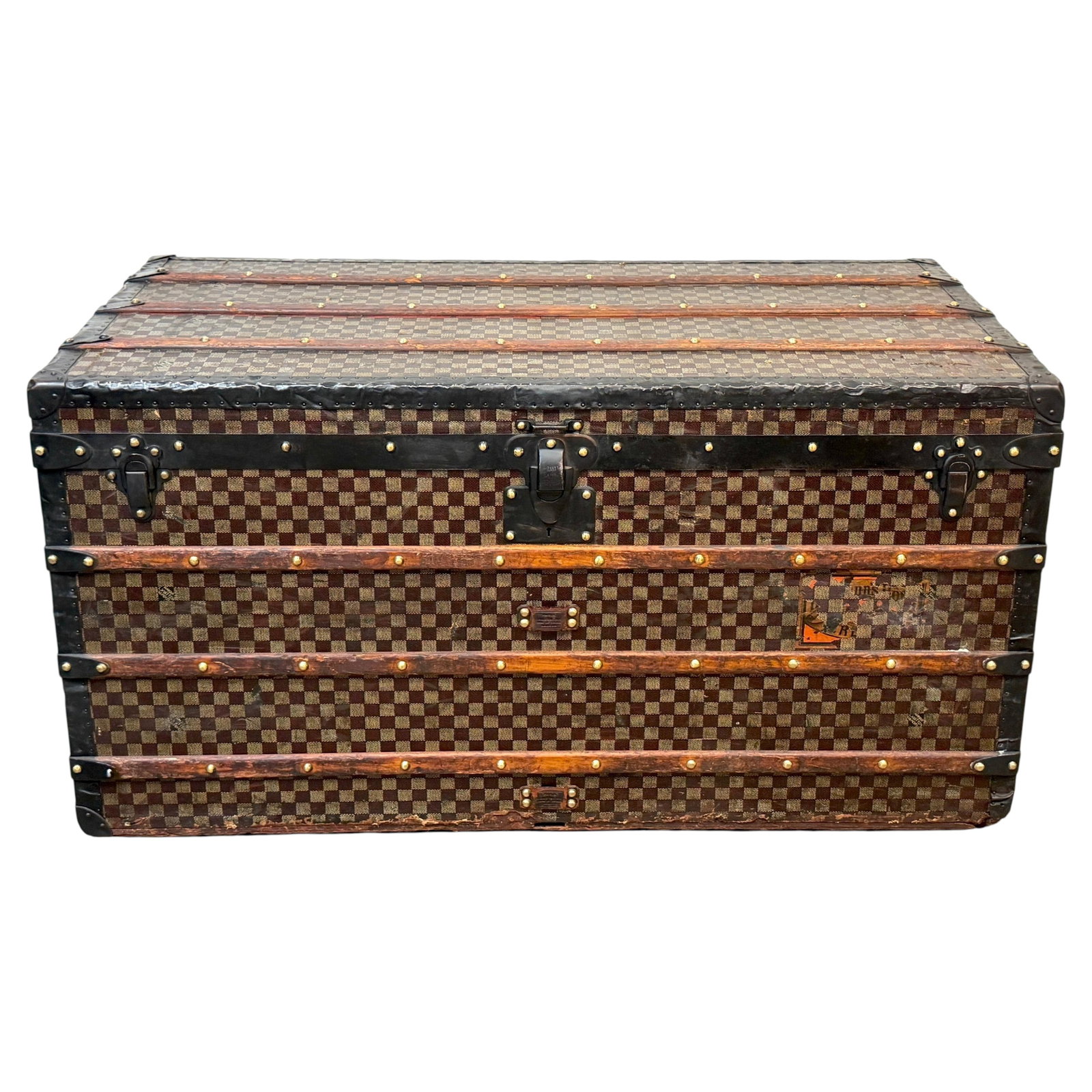 Louis Vuitton Damier Courrier Steamer Trunk 1890s with 2 Pullout Trays (1 of 18)