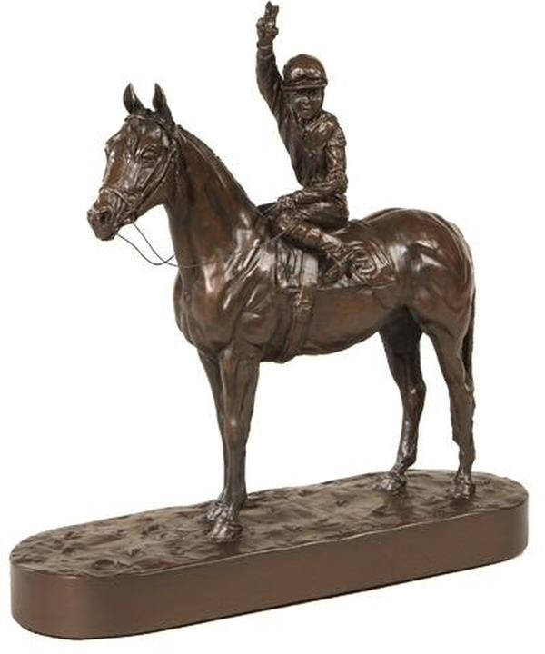Belden Equestrian Sculpture Number 9 Horse and Jockey Resin Art: Belden Equestrian Sculpture Number 9 Horse and Jockey Resin Art This item is made at time of order. Please allow 42 to 70 days for production. Introducing Belden's Chocolate Resin Equestrian Art, a be