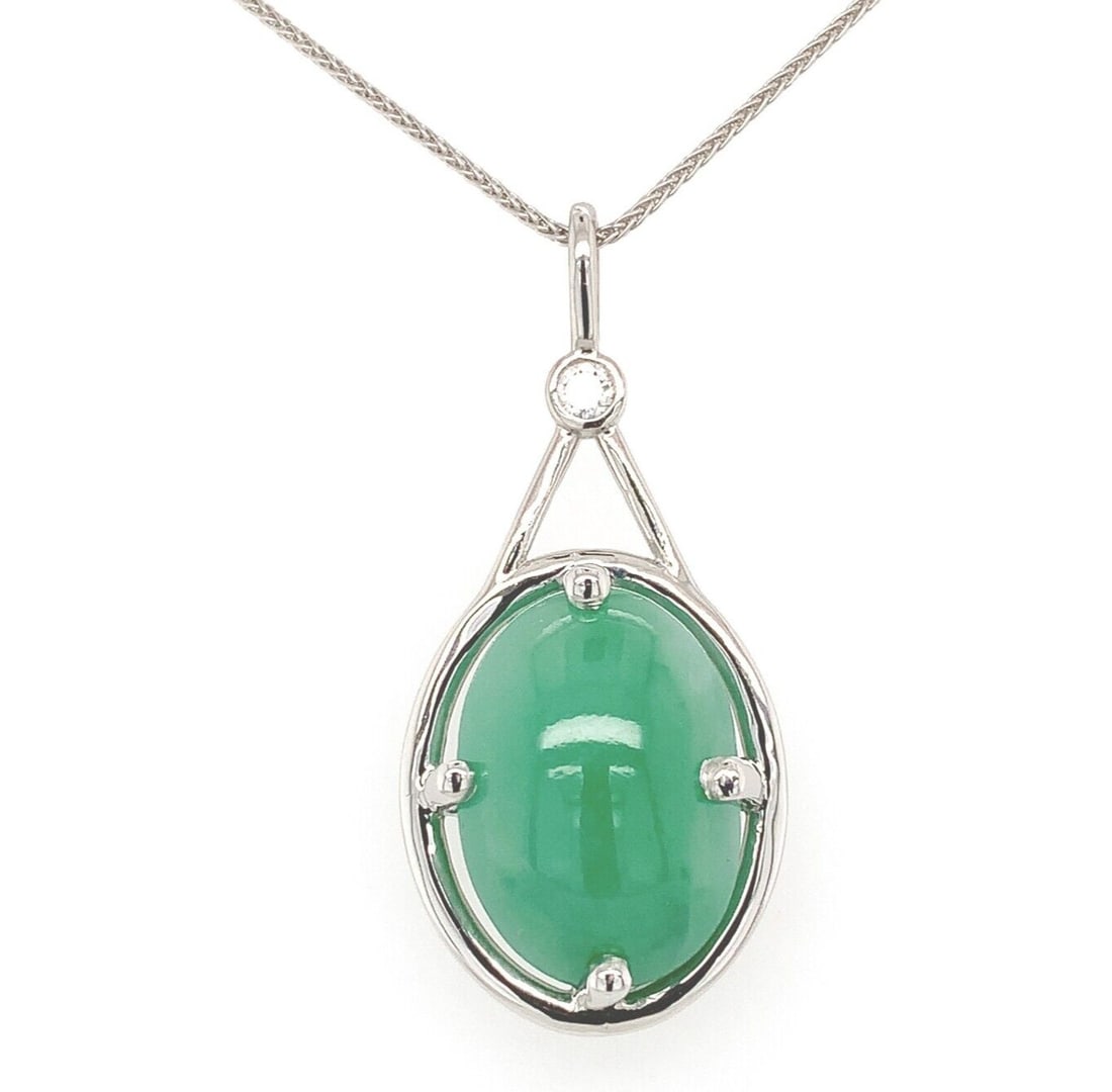 Platinum 9.55 Carat GIA A Jadeite Pendant with Diamond Chain (1 of 11)