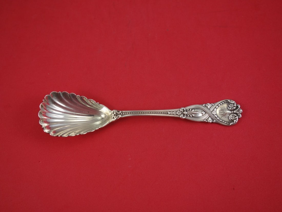 Tiffany & Co. Saint James Sterling Silver Preserve Spoon 7" Shell Bowl: Tiffany & Co. Saint James Sterling Silver Preserve Spoon 7" Shell Bowl This exquisite preserve spoon features a shell bowl design and is crafted in sterling silver, embodying the timeless elegance of 