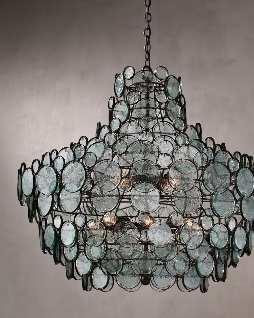 Currey Galahad Rustic Glass Iron Chandelier UL-Listed 12 Bulb (1 of 4)