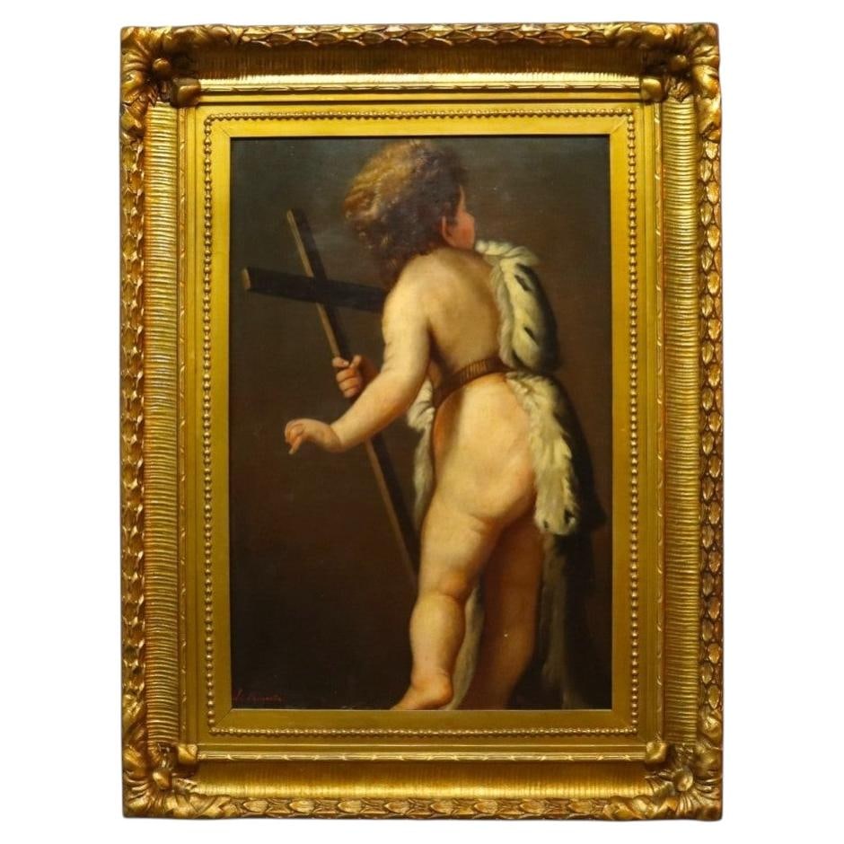 L. Morgantini 1890 Neoclassical Oil on Canvas on Board Saint John the Baptist (1 of 10)