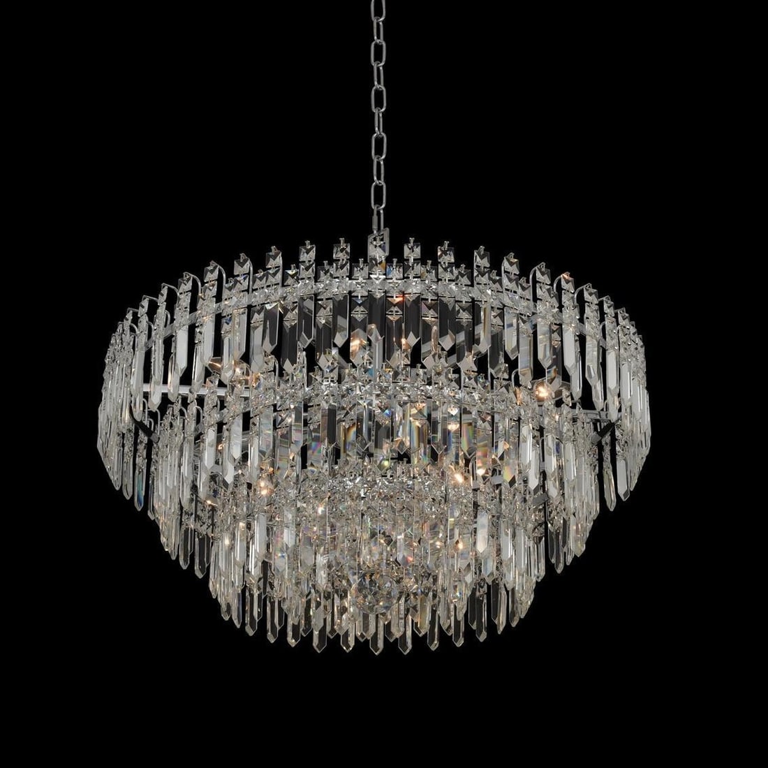 Kalco Pandoro Pendant Chrome Finish with Clear Crystal Accents: Kalco Pandoro Pendant Chrome Finish with Clear Crystal Accents Illuminate your space with the Elegant Pandoro Pendant, featuring a stunning chrome finish and clear crystal accents. Designed to add a t