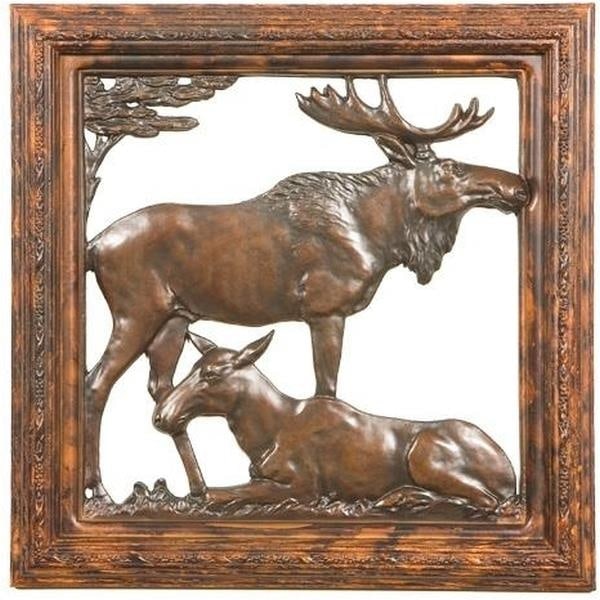 Framed Rustic Lodge Moose Wall Plaque 14 Inch Resin Art (1 of 1)