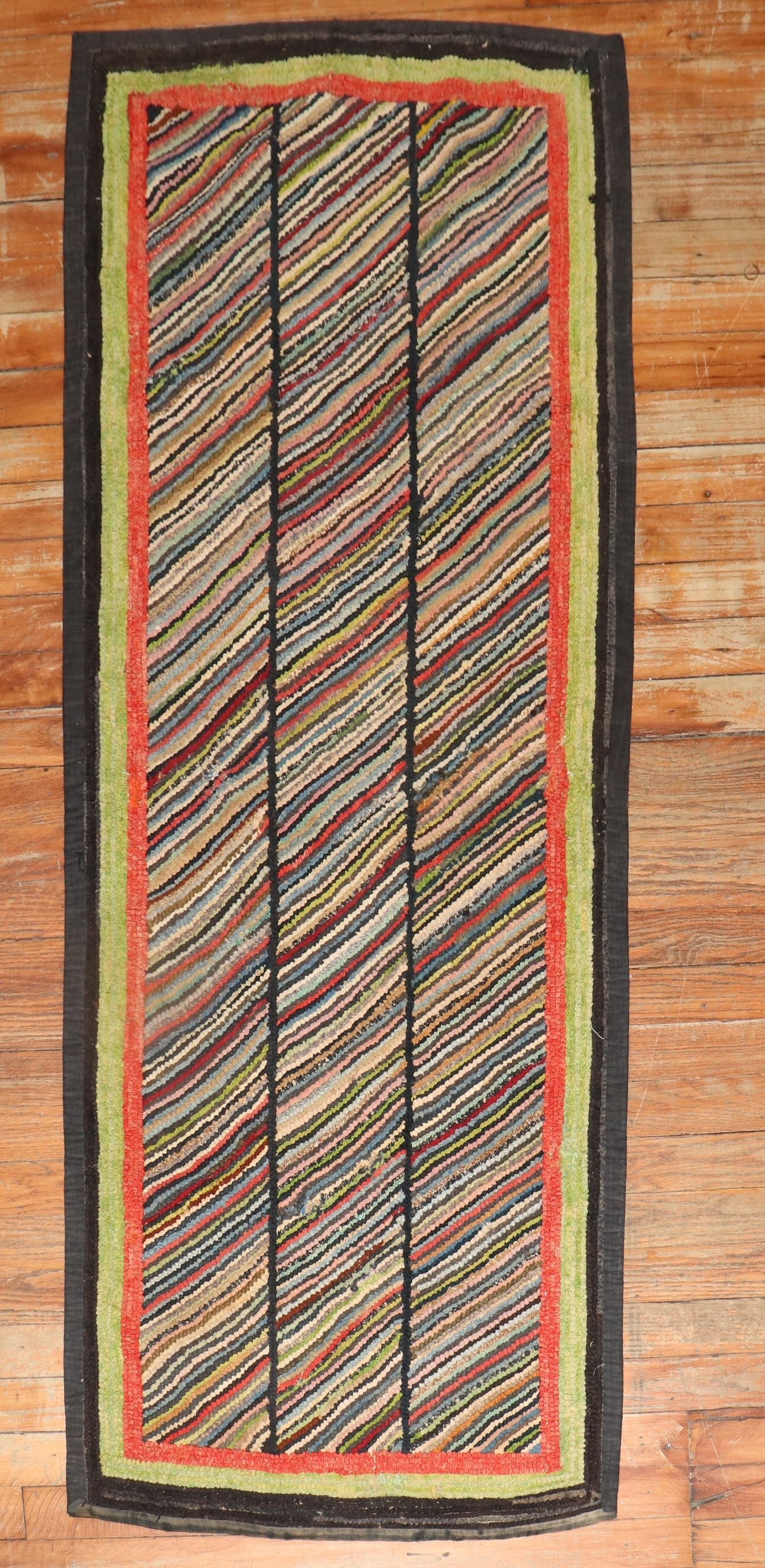 2' x 5' 1" Handmade American Hooked Runner Rug (1 of 7)