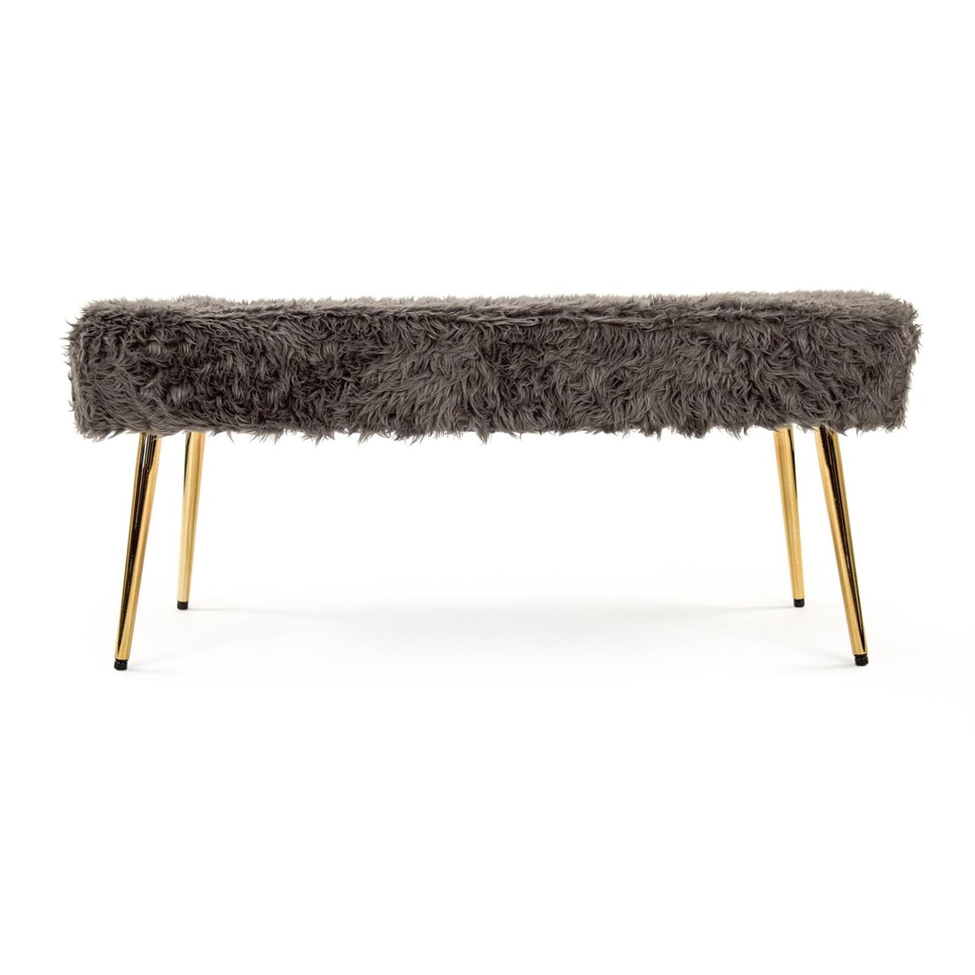 Zentique Contemporary Slate Grey Faux Fur Bench Accent (1 of 3)