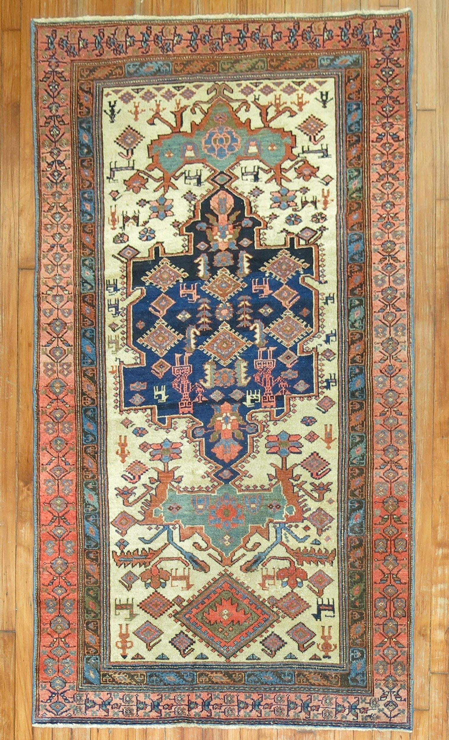 3' 11" x 6' 4" Pictorial Malayer Accent Rug: 3' 11" x 6' 4" Pictorial Malayer Accent Rug Early 20th century Persian Malayer pictorial rug in an accent-size format. This pre-owned rug features the pictorial style noted in the original listing. Sp
