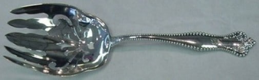 Sterling Silver Pierced Vegetable Serving Fork Mount Vernon Twentieth Century 9 1/2: Sterling Silver Pierced Vegetable Serving Fork Mount Vernon Twentieth Century 9 1/2 Sterling silver vegetable serving fork in the Twentieth Century pattern by Mount Vernon. This pierced serving fork m