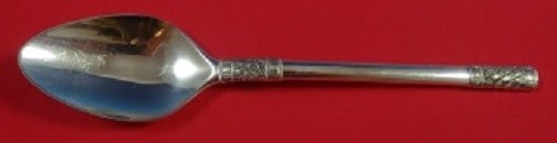 Wallace Aegean Weave Sterling Silver Serving Spoon 8 7/8 Inches: Wallace Aegean Weave Sterling Silver Serving Spoon 8 7/8 Inches This elegant serving spoon features the Aegean Weave Plain pattern by Wallace. Crafted from high-quality sterling silver, this piece mea