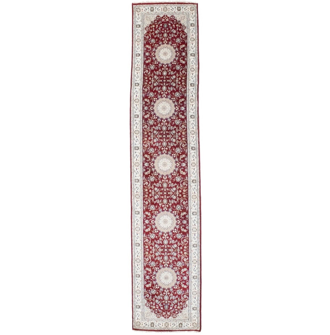 Hand Knotted Wool Nain Floral Runner Rug 2'7 x 12'5 (1 of 15)