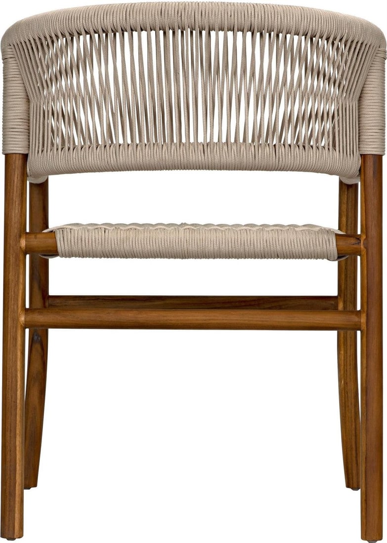 Noir Conrad Teak Chair with Woven Rope Design: Noir Conrad Teak Chair with Woven Rope Design Introducing the Traditional Conrad Teak Chair, an exquisite piece that combines elegance with comfort. This chair features a sturdy teak frame complemente