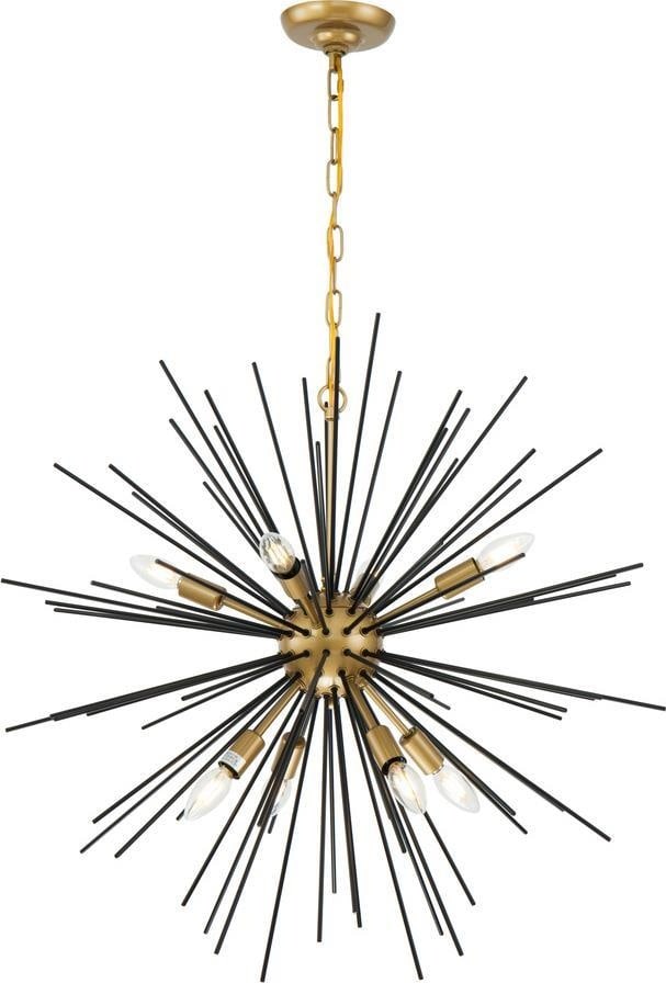 Elegant Lighting Timber Brass Black Pendant Lamp 29H x 30W x 30D UL-Listed: Elegant Lighting Timber Brass Black Pendant Lamp 29H x 30W x 30D UL-Listed Illuminate your space with this elegant Timeless Brass & Black Pendant Light Fixture. This stunning piece features a transiti