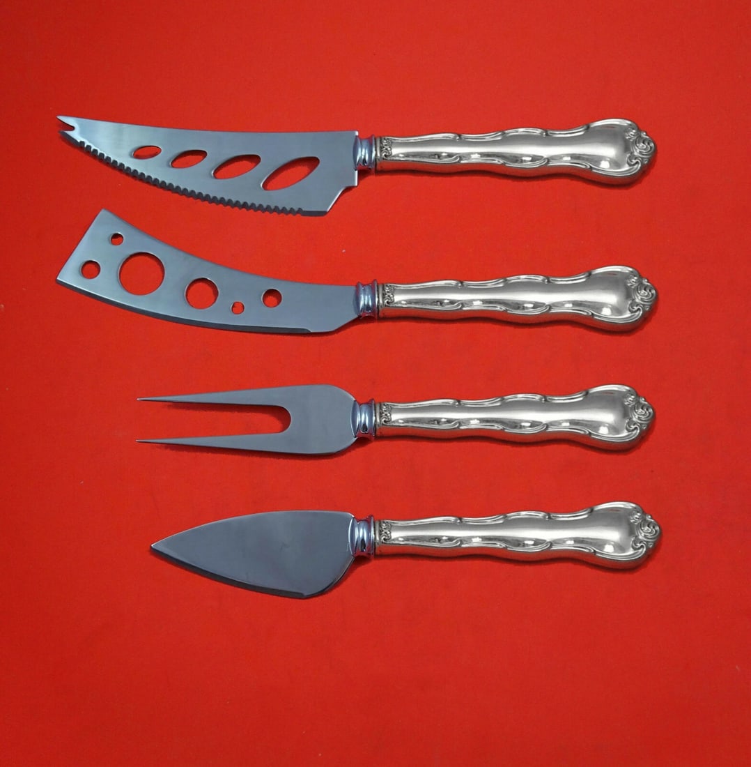 Gorham Rondo Sterling Silver 4-Piece Charcuterie Set Custom Made: Gorham Rondo Sterling Silver 4-Piece Charcuterie Set Custom Made Introducing the exquisite Rondo by Gorham Sterling Silver Deluxe Charcuterie Set, a perfect addition for any hostess. This custom-made 