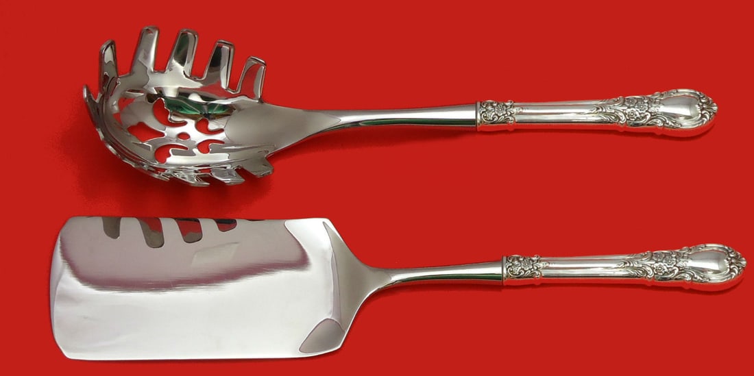 Lunt American Victorian Sterling Silver Pasta Set 2pc Custom Servers (1 of 2)