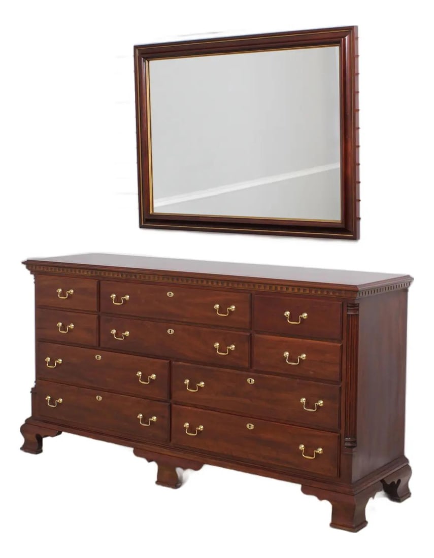 Cherry 10 Drawer Statton Dresser with Mirror (1 of 10)
