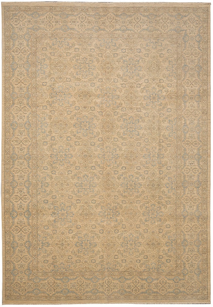6.8 x 9.11 Chobi Ziegler Hand-Knotted Wool Rug Beige Blue Floral: 6.8 x 9.11 Chobi Ziegler Hand-Knotted Wool Rug Beige Blue Floral Free continental US Shipping This 6.8 x 9.11 Chobi Ziegler rug is hand-knotted from natural wool and features a traditional floral desi