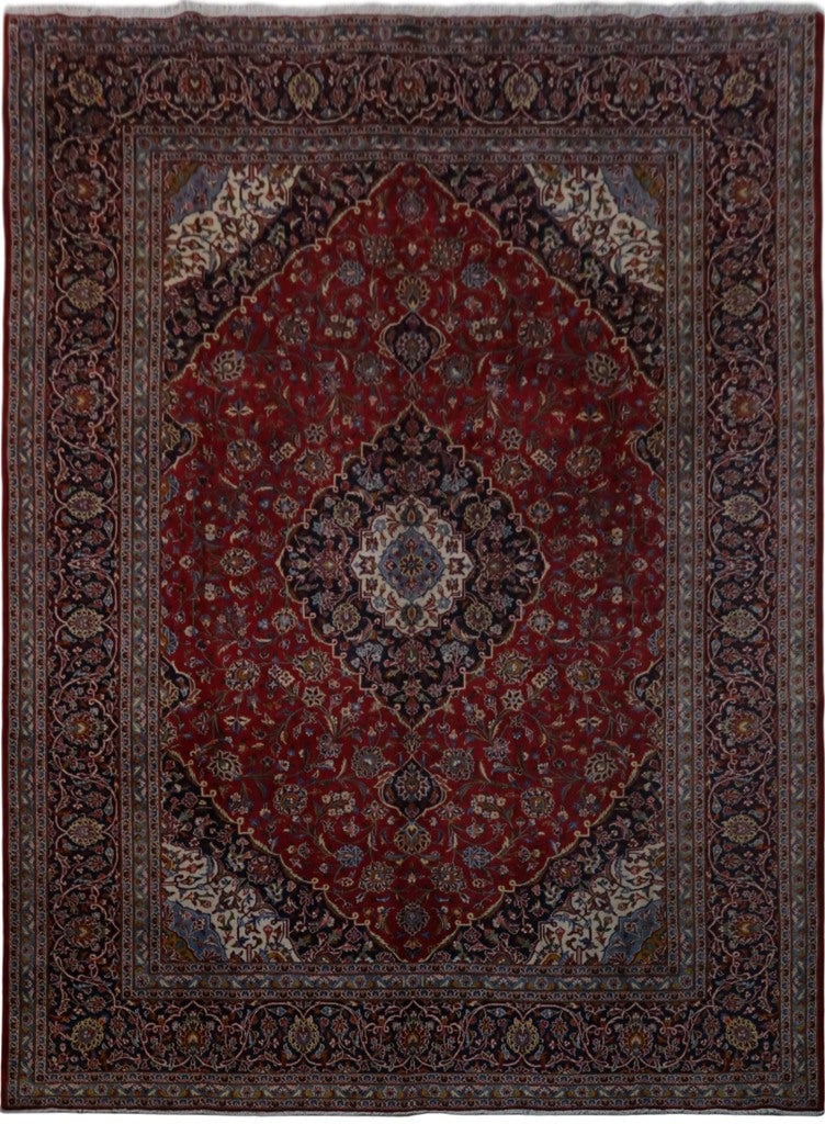Exquisite 9'10 x 13'4 Dark Maroon Signed Kashan Persian Rug: Exquisite 9'10 x 13'4 Dark Maroon Signed Kashan Persian Rug Free continental US Shipping Experience the timeless elegance of this handcrafted Persian rug, measuring 9' 10" x 13' 4". Expertly woven by 